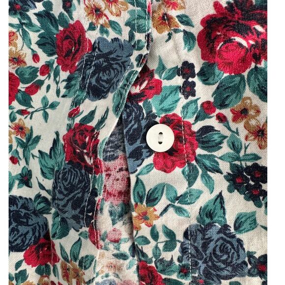 Vintage Woolrich 100% cotton floral rose button down shirt blouse size large L - Picture 6 of 7